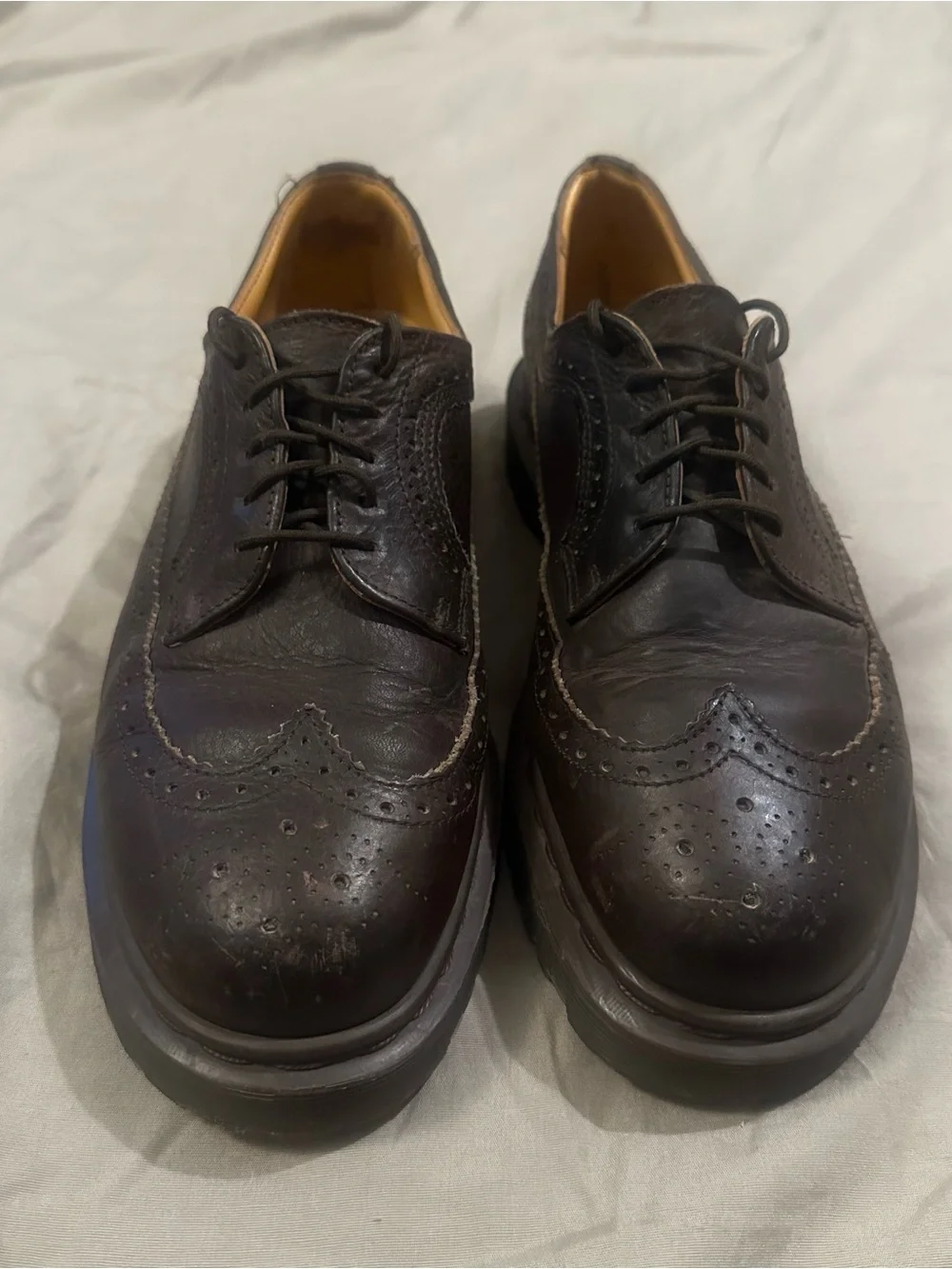Vintage Dr Martens 3989 Shoes Mens 9 UK 8 Y2k Brown Wingtip Made In England 90s